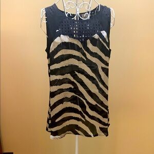 CAbi Black and White Zebra Print Tank Top